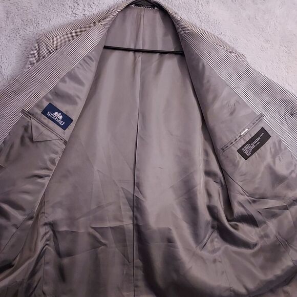 Stafford Blazer Mens 44R Silk Wool Blend Houndstooth Sport Coat Preppy Casual 44 - Picture 5 of 15